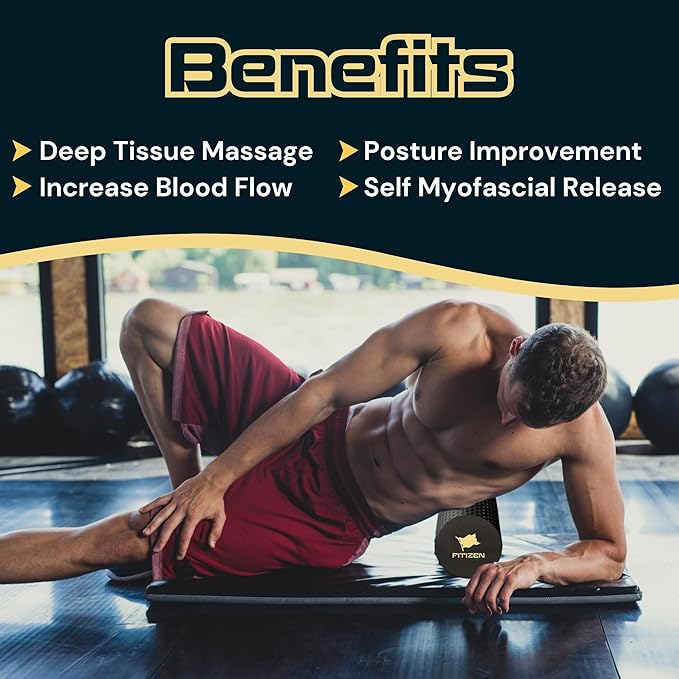 FitNation Foam Roller – High-Density Foam Muscle Roller – Textured Foam Rollers for Muscle Massage, Stretching, Pilates, Yoga-FlexoryFit