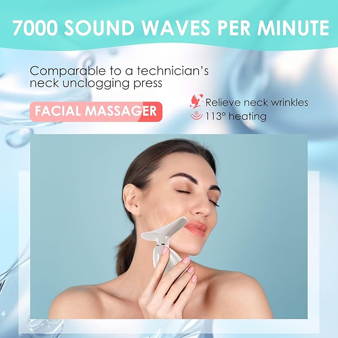 Facial Massager Red-Light-Therapy-for-Face and Neck, Face ๐ฒ culpting Wand with 7 Color (Champagne)