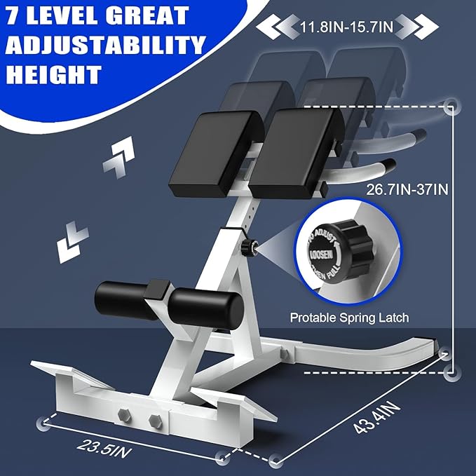 Roman Chair,Back Extension Bench,Multi Functional Ab Bench, Hyperextension Bench Abdominal Exercise, Leg Strength Trainer Home Men Women Full Body
