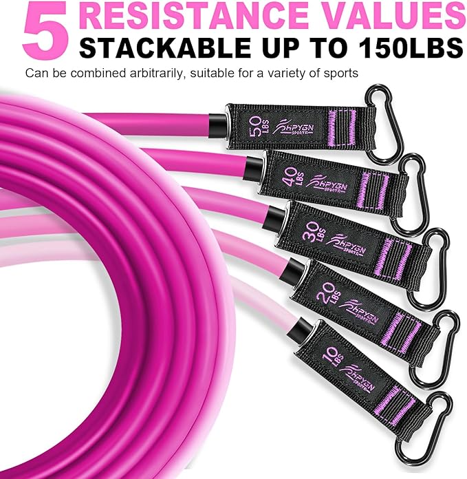 HPYGN Resistance Bands, Exercise Bands with Handles, Fitness Bands, Workout Bands with Door Anchor and Ankle Straps, for Heavy Resistance Training, Physical Therapy, Shape Body, Yoga, Home Workout Set-FlexoryFit