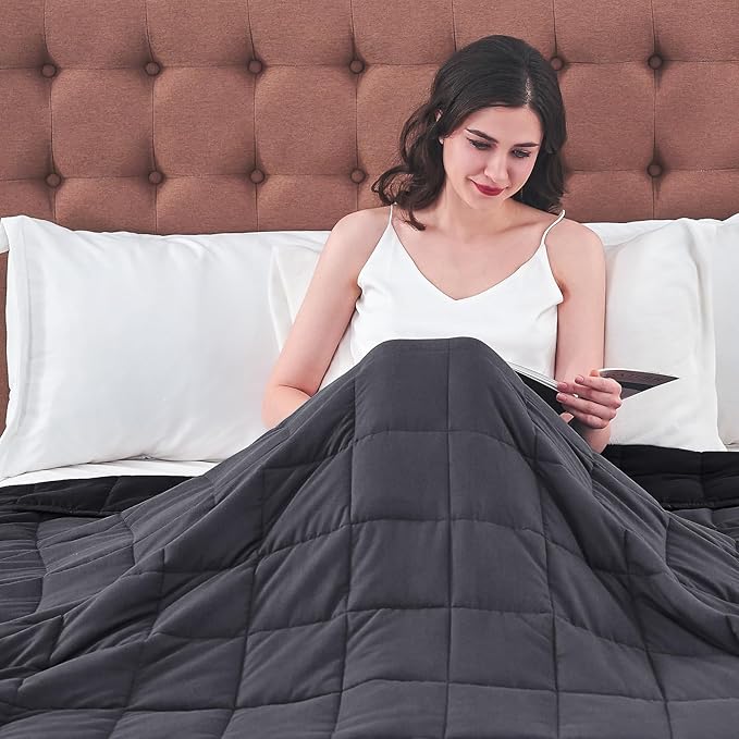 King Size Weighted Blanket for Adults (20 lbs, 80โ x 87โ, Grey& Black) Cooling Heavy Blanket for Sleeping Perfect for 190-210 lbs, Breathable Blanket for Adults & Couple All Season, Machine Washable