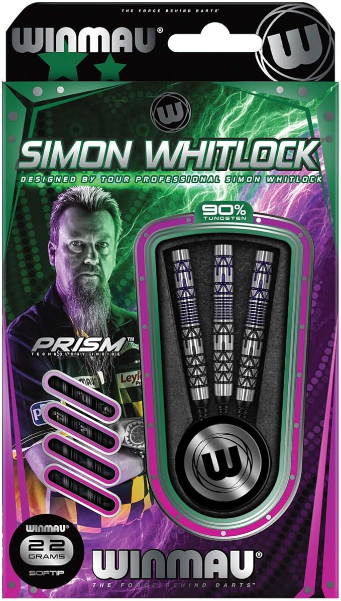 Winmau Simon Whitlock Dynamic Special Edition Tungsten Darts Set with Flights and Stems (Shafts)
