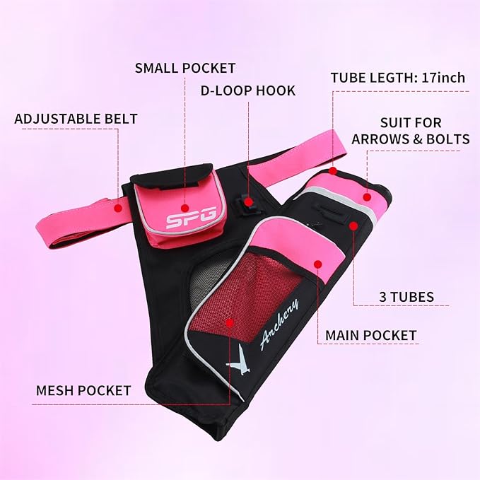 SOPOGER Archery Hip Quiver for Arrows - 3 or 4 Tube Bow Belt Quiver Waist Hanged for Youth Teens Adults Compound Bow Recurve Bow Target Shooting