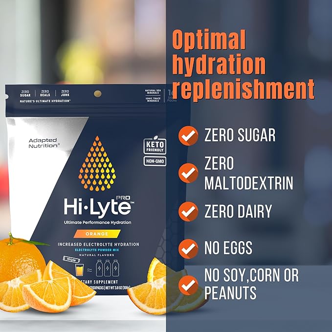 Hi-Lyte Pro Hydration Packets - 16 Individual Drink Packets | Orange | Flavored Electrolyte Powder | Sugar-Free, Zero Carb, Zero Calorie-FlexoryFit