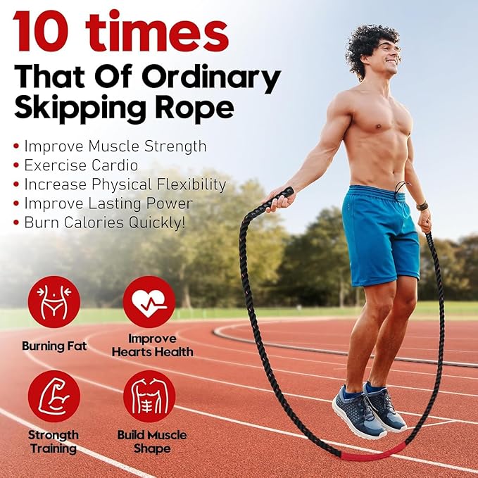 Weighted Jump Rope for Men and Women, 3lb 4lb 5lb Adult Heavy Skipping Rope, Jumprope for Fitness,Workout Equipment, Fitness Equipment for Home Gym Exercise,Improve Strength and Building Muscle-FlexoryFit