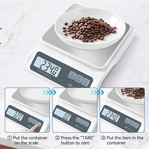 13lb/0.1g Precision Digital Food Scale - Meal Prep Kitchen Baking & Espresso Coffee - Gram Scale with Stainless Steel Platform & LCD Display-FlexoryFit