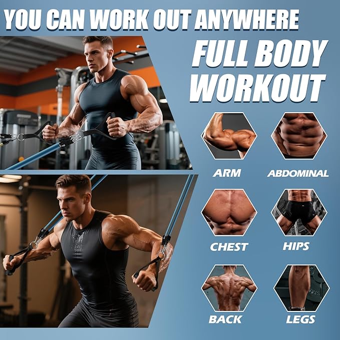 WHATAFIT Resistance Bands, Exercise Bands,Resistance Bands for Working Out, Work Out Bands with Handles for Men and Women Fitness, Strength Training Home Gym Equipment-FlexoryFit