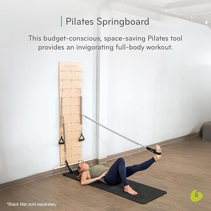 Balanced Body Pilates Springboard with Push-Through Bar, Wall Mounted Pilates Workout Equipment for Home Gym or Studio Use, Pilates Exercise Equipment with Resistance Springs-FlexoryFit
