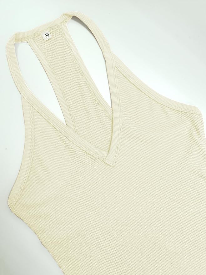 iGENJUN Workout Tops for Women Racerback Basic Tank Summer 2025 Camisole V Neck Slim Fit Ribbed Sleeveless-FlexoryFit