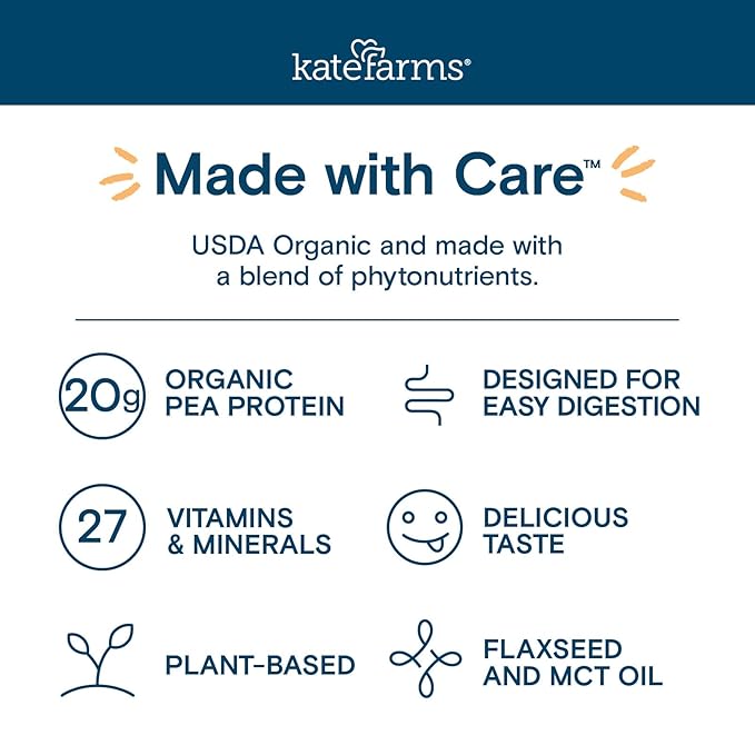 KATE FARMS Organic 1.4 High Calorie Nutrition Shake, Chocolate, 20g Protein, 27 Vitamins and Minerals, Meal Replacement, 11 oz (12 Pack)-FlexoryFit