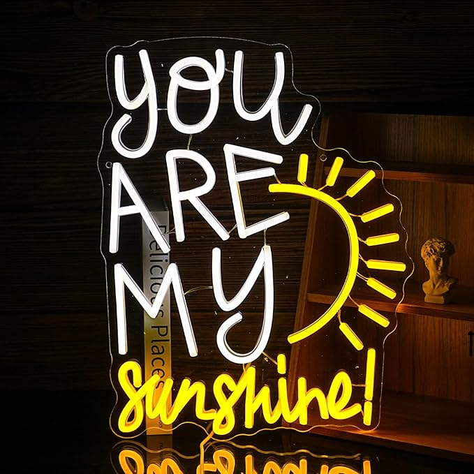You Are My Sunshine Neon Sign Dimmable Pretty Sunshine Neon Light for Wall Decor USB Powered Sunrise Led Light Up Sign for Wedding Bedroom Lovers Party Celebrate Decor
