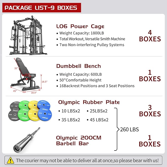 Power Cage,1600lbs Multi-Function Power Rack with Adjustable Cable Crossover System and More Training Attachment, Weight Cage for Home Gym-FlexoryFit