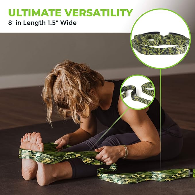 Gradient Fitness Stretching Strap for Physical Therapy, 12 Multi-Loop Stretch Strap 1.5" W x 8' L, Neoprene Handles, Physical Therapy Equipment, Yoga Straps for Stretching, Leg Stretcher.-FlexoryFit