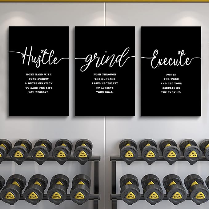 Gift for Boss,Framed Canvas Wall Art Success Quote, Office Wall Art, Black Large Poster, Positive Motivational Set of 3 Prints, Execute Failure Definition, Inspirational Print (F-3pcs,24x36inchx3pcs)-FlexoryFit