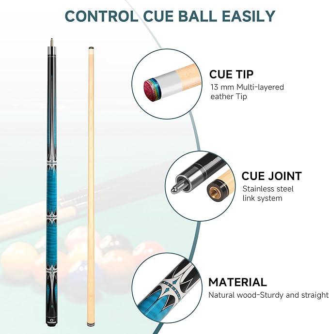 HomeSeason Pool Cue Stick 57" Billiard Cue Sticks Professional Low Deflection Pool Sticks-FlexoryFit