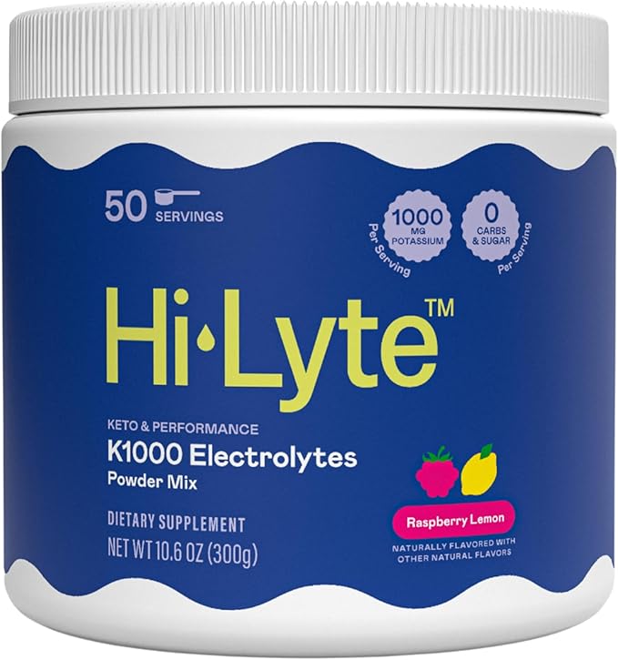 Hi-Lyte Keto K1000 Electrolyte Powder | Raspberry Lemon | Hydration Supplement Drink Mix | Boost Energy & Beat Leg Cramps | No Sugar, No Maltodextrin | 50 Servings-FlexoryFit