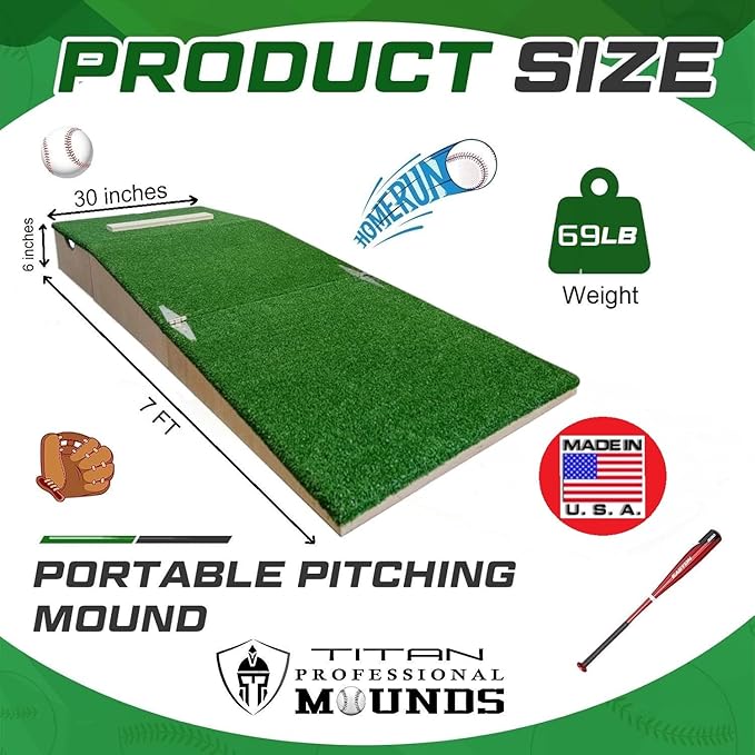 Titan Professional Mounds 6 Inch Portable Youth Baseball Pitching Mound w/Adjustable Base for Ages 13 and Under