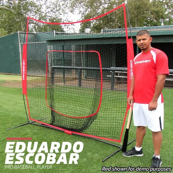 PowerNet Baseball Softball Practice Net 7x7 with Baseball Accessories for Practice Pitching, Batting & Fielding, Ball Caddy, Weighted Baseballs, Tee