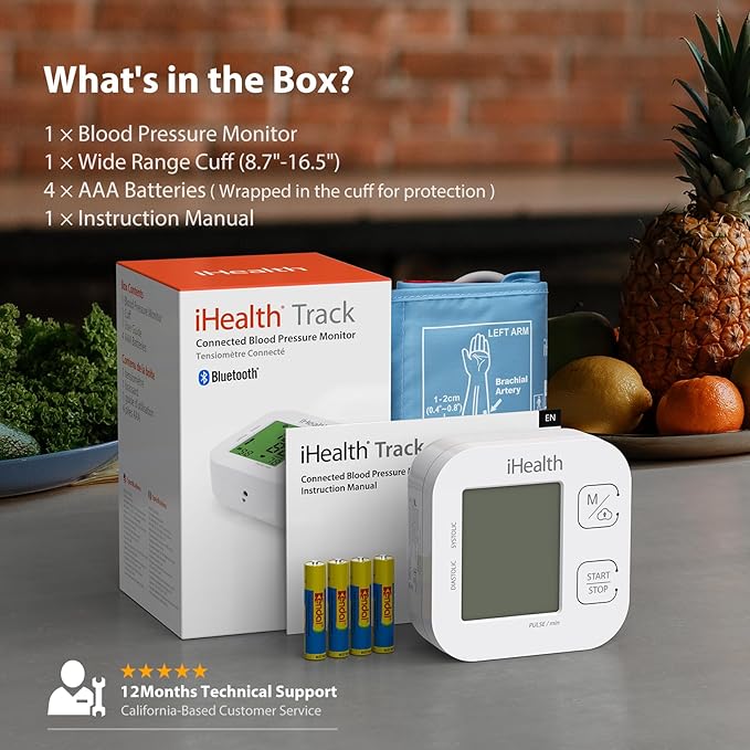 iHealth Track Smart Upper Arm Blood Pressure Monitor with Wide Range Cuff That fits Standard to Large Adult Arms, Bluetooth Compatible for iOS & Android Devices-FlexoryFit