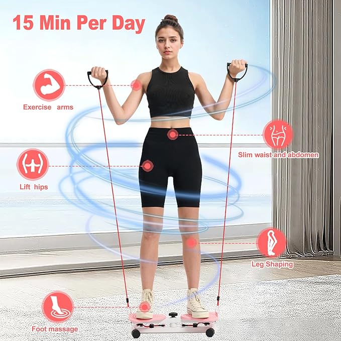 HOTSWEAT Waist Twister, Exercise Twist Boards Twisting Waist Machine for Women Belly Fat, Noiseless Ab Twister Machine with Resistance Bands, Waist Sculptor for Home Gym-FlexoryFit