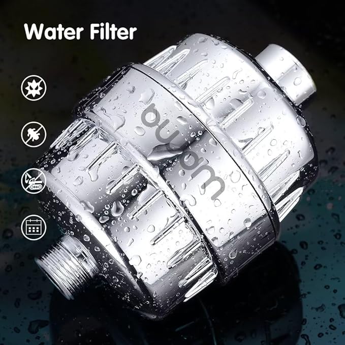 15 Stage Shower Filter - Shower Head Filter - bwdm Hard Water Filter, Remove Chlorine Heavy Metals and other Impurities, Vitamin C Water Softener Reduces Dry Itchy Skin, Dandruff (Chrome)