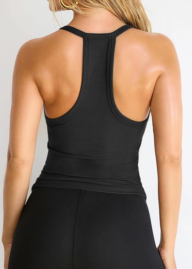 iGENJUN Workout Tops for Women Racerback Basic Tank Summer 2025 Camisole V Neck Slim Fit Ribbed Sleeveless-FlexoryFit