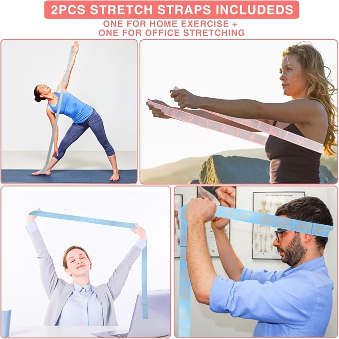 Elastic Yoga Stretching Strap with Loops, CEILIWEN Stretch Straps For Physical Therapy, Pilates Stretch Band, Elastic Exercise Bands, Leg Stretching Strap, Stretch Resistance Bands For Exercise-FlexoryFit