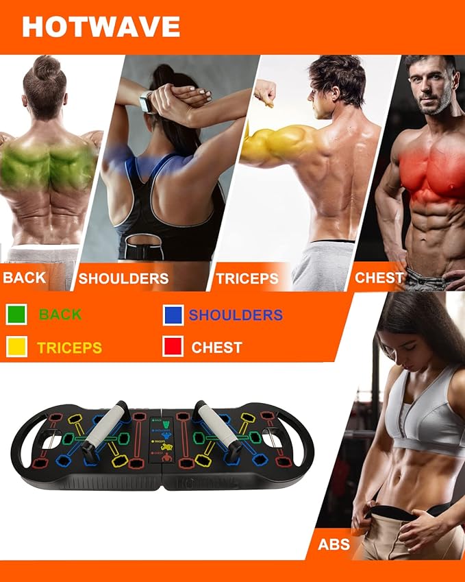 HOTWAVE Portable Exercise Equipment with 16 Gym Accessories.20 in 1 Push Up Board Fitness,Resistance Bands with Ab Roller Wheel,Full Body Workout at Home-FlexoryFit