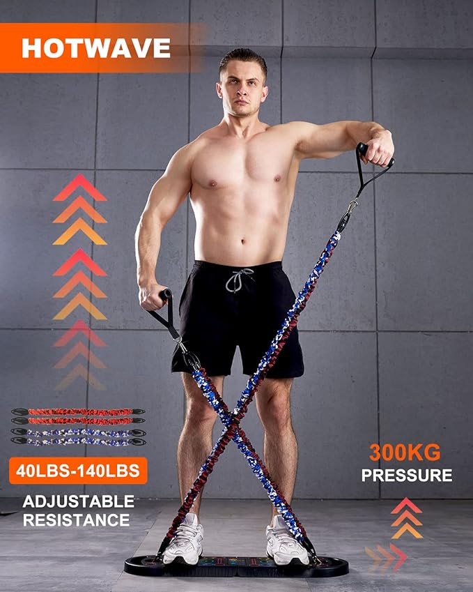 HOTWAVE Portable Exercise Equipment with 16 Gym Accessories.20 in 1 Push Up Board Fitness,Resistance Bands with Ab Roller Wheel,Full Body Workout at Home-FlexoryFit