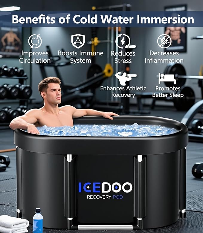 Upgrade XL 139 Gal Large Oval Ice Bath Tub for Athletes,Multiple Layered Portable Outdoor Cold Plunge Tub for Recovery,Cold Plunge for Family - Foldable Bathtubs for Gyms,Indoor,Outdoor use.