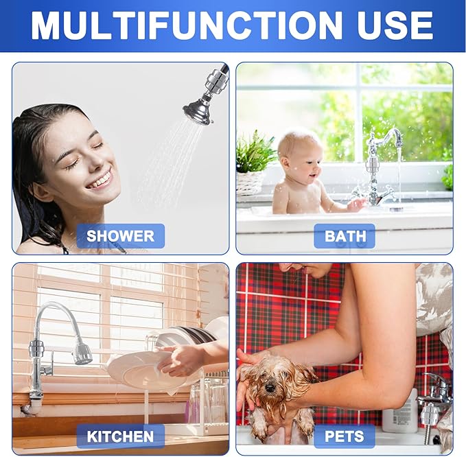 20 Stage Shower Filter Replacement Shower Cartridge Filter with Vitamin C, Shower Head Replacement Filter for Hard Water 4 Pack by Cenipar