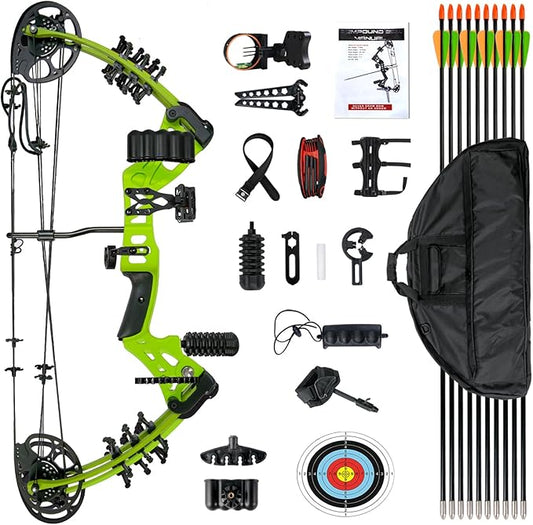 Youth Compound Bow Set 15-45 Lbs for Teens and Beginner, Package with Archery Hunting Equipment, Max Speed 260fps, Adjustable, Right Hand