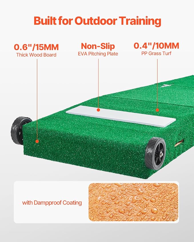 VEVOR Pitching Mound, Baseball Game Mound, Indoor/Outdoor Pitching Practice and Training Equipment, Softball Pitching Aids with Antifade Turf and Pitching Rubber