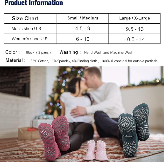Hylaea Unisex Non Slip Socks with Grip for Yoga, Hospital, Pilates, Barre | Ankle, Cushioned-FlexoryFit