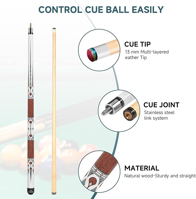 HomeSeason Pool Cue Stick 57" Billiard Cue Sticks Professional Low Deflection Pool Sticks-FlexoryFit