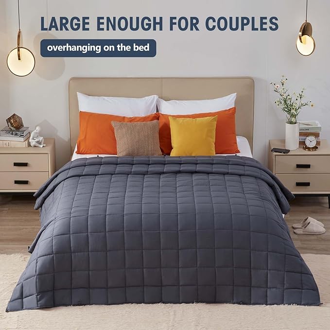 yescool Weighted Blanket for Adults (25 lbs, 88โ x 104โ, Grey) Cooling Heavy Blanket for Sleeping Perfect for 240-260 lbs, King Size Breathable Blanket with Premium Glass Bead
