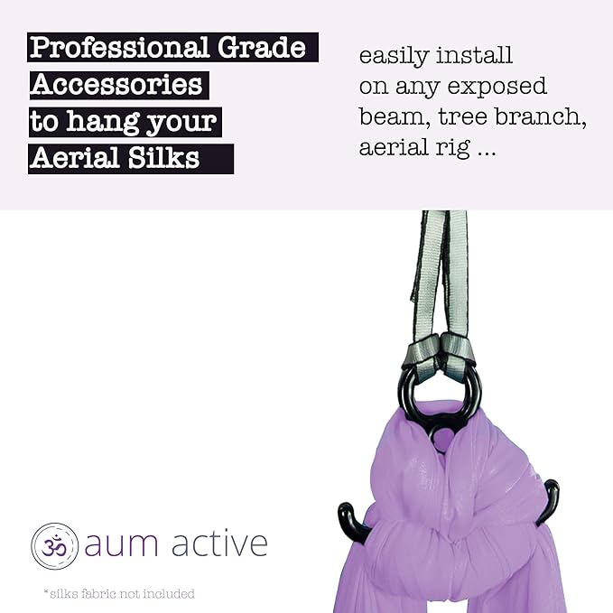 Aerial Silks Starter Kit - Durable 9 Yards of Aerial Yoga Hammock with Hardware & Guide - Aerial Swing for Acrobatic Flying Yoga & All Levels (Aerial Rigging Point Up to 13ft)-FlexoryFit