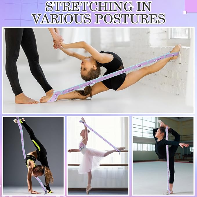 Stretch Strap for Kids Elastic Gymnastics Stretching Ballet Dance Band with 8 Loops Adjustable Exercise Training Resistance Strap for Children Stuff Pilates Latin Yoga Equipment-FlexoryFit