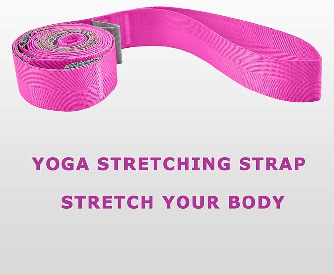 SANKUU Yoga Straps Stretching Strap with 12 Loops Workout Poster, Straps for Stretching Physical Therapy Equipment Long Stretch Out Bands for Exercise, Pilates and Gymnastics for Women Men-FlexoryFit