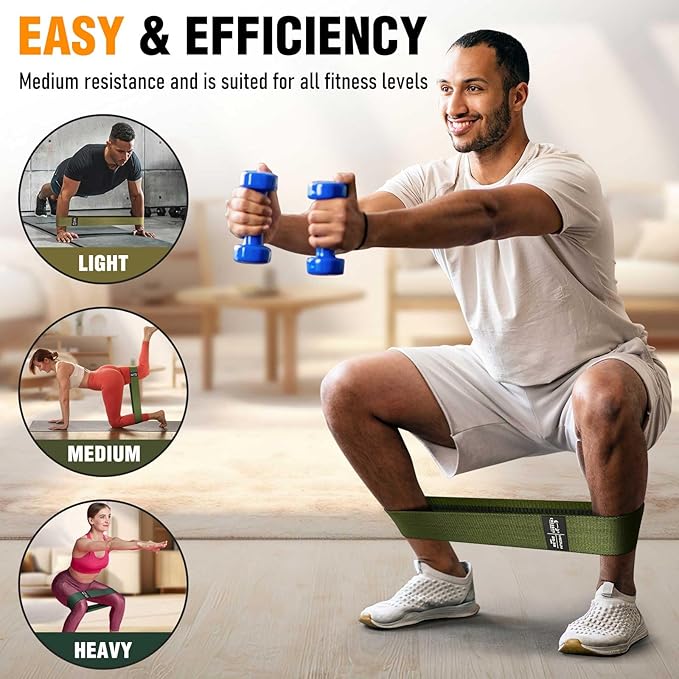 Fabric Resistance Bands for Working Out - Exercise Bands for Women and Men, Booty Bands for Legs and Glute, Yoga, Pilates, Rehab, Fitness and Home Workout-FlexoryFit