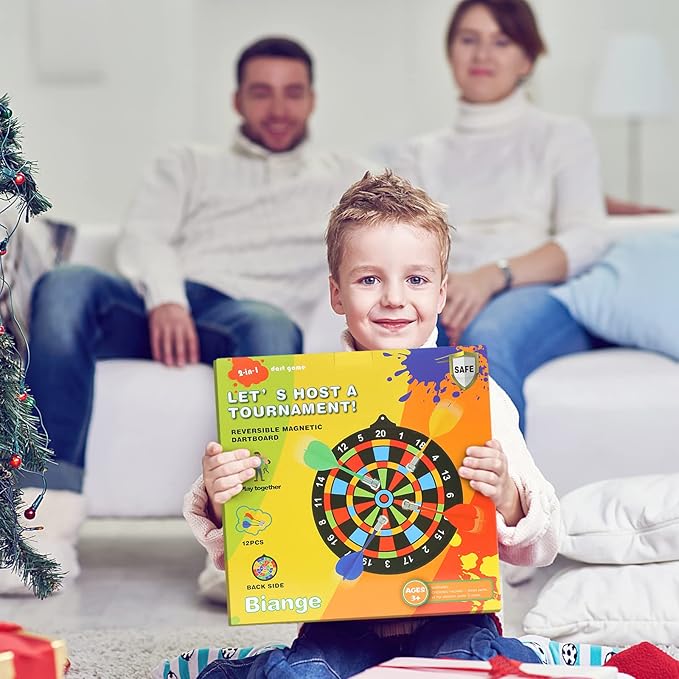 Magnetic Dart Board w/ 12 Darts, Toys for Boys Age 8-12, Safe Indoor Outdoor Games for Kids 8-12, Teen Gifts for 6 7 8 9 10 11 12 13 14 Year Old Boys Girls