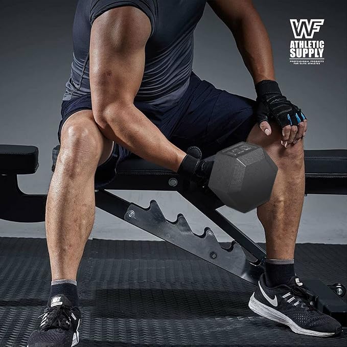 WF Athletic Supply Cast Iron Solid Hexagon Gray/Black Dumbbells, Strength Training Free Weights Set of 2 for Women and Men, Hand Weights Sold by Pairs, Multi-Select Size Options Available-FlexoryFit