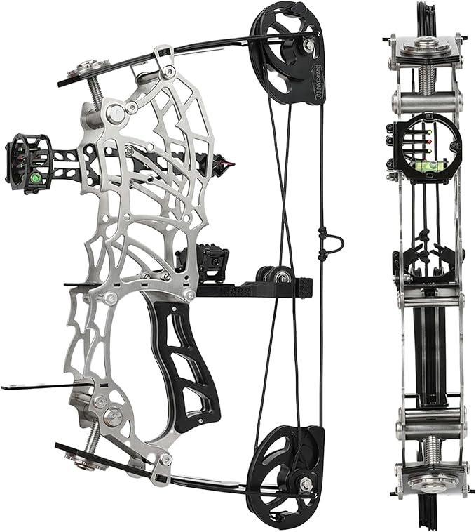 Short Axle Compound Bow Hunting Package Adjustable Draw Weight 15-32 Lbs No Bow Press Needed Includes 8 Carbon Arrows, Wrist Release & Sight Left/Right Hand (Short Shaft Type 1)