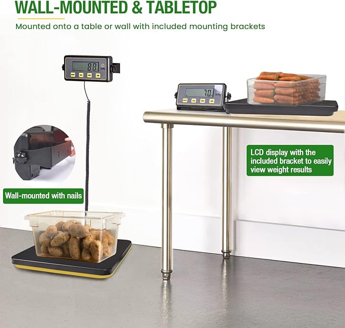 150lbs Commercial Scale Digital Receiving Scale with Anti-Slip Aluminum Platform, High Accuracy Food Scale with Hold/Tare/Auto-Off, Kitchen Scale with LCD Display for Restaurant/Cater-FlexoryFit