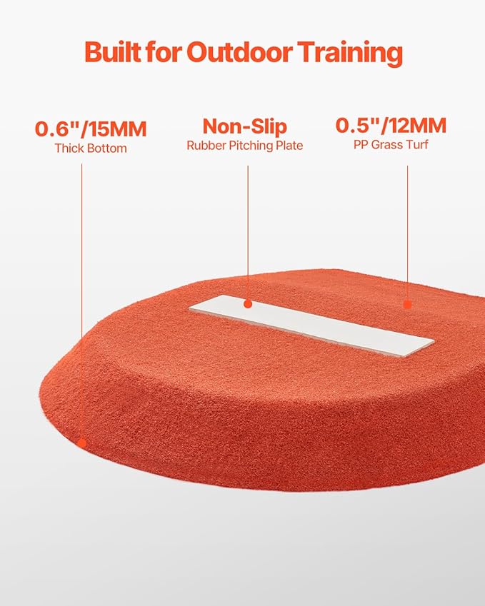 VEVOR Pitching Mound, Baseball Game Mound, Indoor/Outdoor Pitching Practice and Training Equipment, Softball Pitching Aids with Antifade Turf and Pitching Rubber