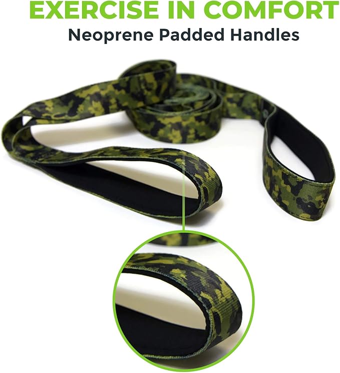 Gradient Fitness Stretching Strap for Physical Therapy, 12 Multi-Loop Stretch Strap 1.5" W x 8' L, Neoprene Handles, Physical Therapy Equipment, Yoga Straps for Stretching, Leg Stretcher.-FlexoryFit