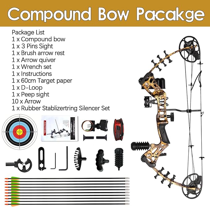 Youth Compound Bow Set 15-45 Lbs for Teens and Beginner, Package with Archery Hunting Equipment, Max Speed 260fps, Adjustable, Right Hand-FlexoryFit