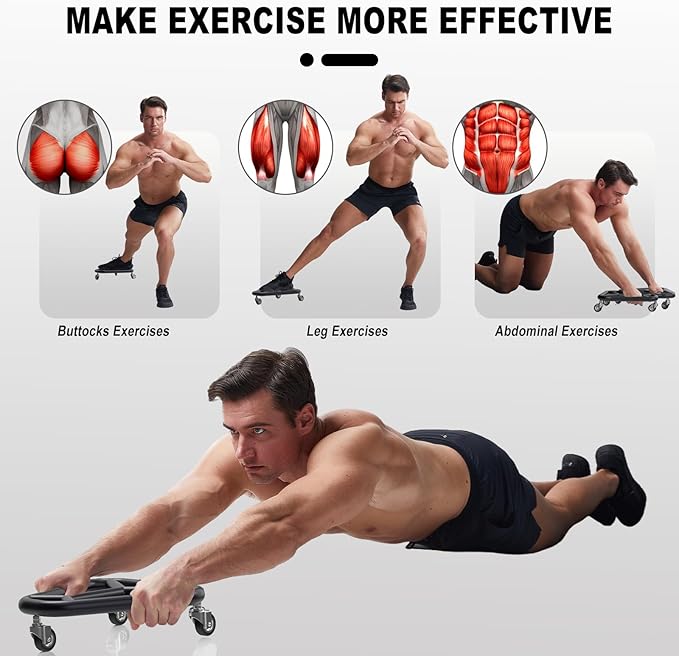 HOTWAVE Ab Roller Wheel for Core Workout – Extra-Wide Ab Exercise Equipment for Abs, Arms & Back – Stable & Quiet Fitness Roller for Home Gym Strength Training – Includes Knee Pad – For Men & Women-FlexoryFit