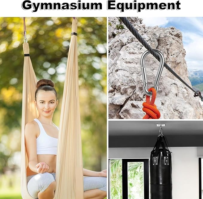 Spring Snap Hooks M5 M6 M8 M10 Carabiner Heavy Duty Carabiner Clips Galvanized Steel Quick Links Caribiniers Hammocks Hooks for Camping Hiking Outdoor Swing Pet Leash Gym