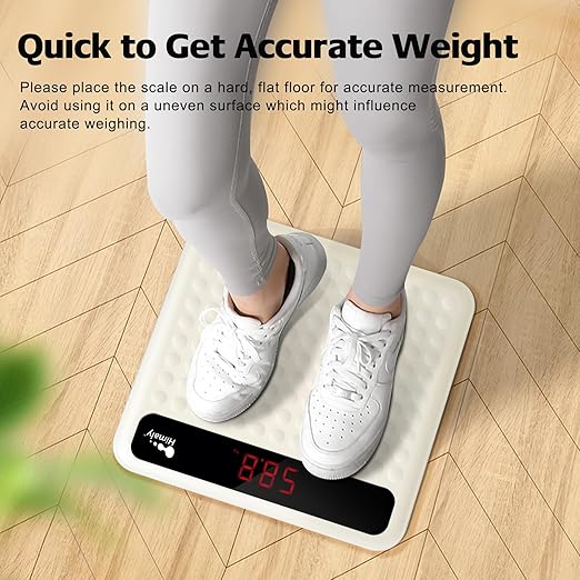 himaly Digital Body Weight Scale Bathroom Scale, Step-On Technology High Precision Measurements Scales with Large Non Slip Silicone Platform and LCD Digital Display, 400lbs/180kg Capacity, White-FlexoryFit